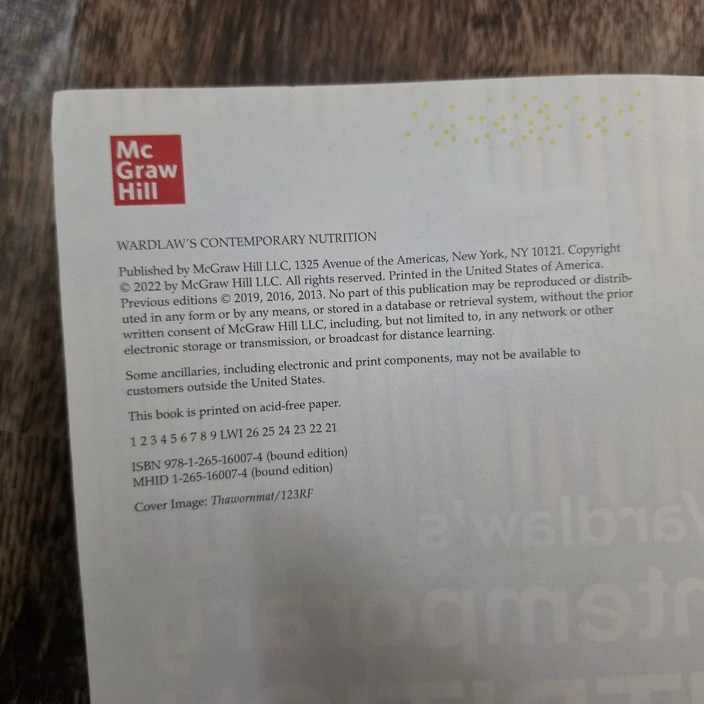 McGraw Hill Wardlaws Contemporary Nutrition Textbook 12th Edition Multicolor ISE